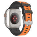 For Apple Watch Series 3 42mm Oak Silicone Watch Band(Black Orange)
