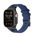 For Apple Watch Ultra 2 49mm Loners Liquid Silicone Watch Band(Black Midnight Blue)