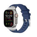 For Apple Watch Ultra 2 49mm Loners Liquid Silicone Watch Band(Silver Midnight Blue)