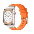For Apple Watch Series 8 45mm Loners Liquid Silicone Watch Band(Sliver Orange)