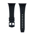 For Apple Watch Series 3 42mm Loners Liquid Silicone Watch Band(Black Black)
