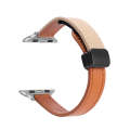 For Apple Watch SE 2023 40mm Slim Magnetic Buckle Genuine Leather Watch Band(Litchi Orange Apricot)