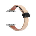For Apple Watch Series 9 45mm Slim Magnetic Buckle Genuine Leather Watch Band(Litchi Apricot)