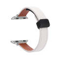 For Apple Watch Series 7 41mm Slim Magnetic Buckle Genuine Leather Watch Band(Plain Beige)