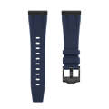 22mm Flat Head Silicone Watch Band(Black Blue)