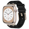 For Apple Watch SE 2023 44mm Stone Grain Liquid Silicone Watch Band(Titanium Black)