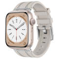 For Apple Watch SE 2023 44mm Stone Grain Liquid Silicone Watch Band(Silver Starlight)