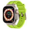 For Apple Watch Ultra 2 49mm Stone Grain Liquid Silicone Watch Band(Titanium Green)