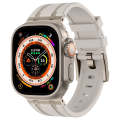 For Apple Watch Ultra 2 49mm Stone Grain Liquid Silicone Watch Band(Titanium Starlight)