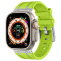 For Apple Watch Ultra 2 49mm Stone Grain Liquid Silicone Watch Band(Silver Green)