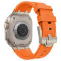 For Apple Watch Series 9 45mm Stone Grain Liquid Silicone Watch Band(Titanium Orange)