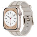 For Apple Watch SE 2022 44mm Stone Grain Liquid Silicone Watch Band(Titanium Starlight)