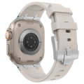 For Apple Watch SE 2022 44mm Stone Grain Liquid Silicone Watch Band(Silver Starlight)