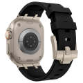 For Apple Watch Series 7 45mm Stone Grain Liquid Silicone Watch Band(Titanium Black)