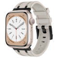 For Apple Watch SE 44mm Stone Grain Liquid Silicone Watch Band(Black Starlight)