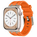 For Apple Watch Series 6 44mm Stone Grain Liquid Silicone Watch Band(Titanium Orange)