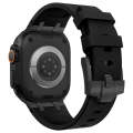 For Apple Watch 42mm Stone Grain Liquid Silicone Watch Band(Black Black)
