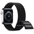 For Apple Watch Series 6 44mm Dual Hook and Loop Nylon Watch Band(Dark Black)