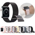 For Apple Watch SE 2022 44mm Dual Hook and Loop Nylon Watch Band(Dark Black)