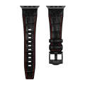For Apple Watch SE 2023 40mm Crocodile Texture Liquid Silicone Watch Band(Black Red Black)