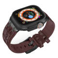 For Apple Watch Series 9 41mm Crocodile Texture Liquid Silicone Watch Band(Black Dark Brown)