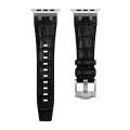 For Apple Watch Series 8 45mm Crocodile Texture Liquid Silicone Watch Band(Silver Black)