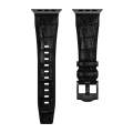 For Apple Watch SE 2022 44mm Crocodile Texture Liquid Silicone Watch Band(Black Black)