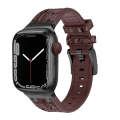 For Apple Watch SE 44mm Crocodile Texture Liquid Silicone Watch Band(Black Dark Brown)