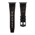 For Apple Watch 42mm Crocodile Texture Liquid Silicone Watch Band(Black Red Black)