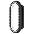 For Xiaomi Mi Band 8 Diamond Half Pack Hollow PC Watch Protective Case(Black)