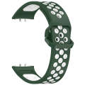 For Samsung Galaxy Fit 3 Two Color Breathable Silicone Watch Band(Dark Green White)