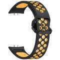 For Samsung Galaxy Fit 3 Two Color Breathable Silicone Watch Band(Black Yellow)