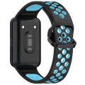 For Samsung Galaxy Fit 3 Two Color Breathable Silicone Watch Band(Black Blue)