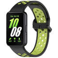 For Samsung Galaxy Fit 3 Two Color Breathable Silicone Watch Band(Black Lime)