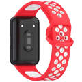 For Samsung Galaxy Fit 3 Two Color Breathable Silicone Watch Band(Red White)