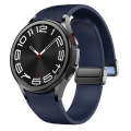 For Samsung Galaxy Watch 6 Magnetic Black Buckle Leather Silicone Watch Band(Midnight Blue)