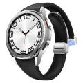 For Samsung Galaxy Watch 6 Slim Magnetic Silver Buckle Leather Silicone Watch Band(Black)