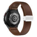 For Samsung Galaxy Watch 6 Magnetic Silver Buckle Leather Silicone Watch Band(Dark Brown)