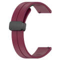 18mm Groove Folding Black Buckle Silicone Watch Band(Wine Red)