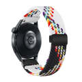 18mm Two-color Magnetic Braided Nylon Watch Band(White Black Rainbow)