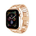 For Apple Watch Series 3 42mm Three-bead Butterfly Buckle Metal Watch Band(Rose Gold)