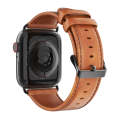 For Apple Watch SE 2023 40mm DUX DUCIS Business Genuine Leather Watch Strap(Khaki)