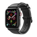For Apple Watch Series 9 45mm DUX DUCIS Business Genuine Leather Watch Strap(Black)