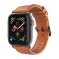 For Apple Watch SE 40mm DUX DUCIS Business Genuine Leather Watch Strap(Khaki)