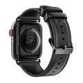 For Apple Watch SE 44mm DUX DUCIS Business Genuine Leather Watch Strap(Black)