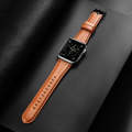 For Apple Watch SE 44mm DUX DUCIS Business Genuine Leather Watch Strap(Khaki)