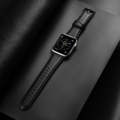 For Apple Watch Series 4 44mm DUX DUCIS Business Genuine Leather Watch Strap(Black)