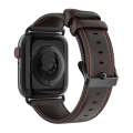 For Apple Watch Series 4 44mm DUX DUCIS Business Genuine Leather Watch Strap(Coffee)