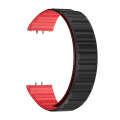 For Samsung Galaxy Fit 3 Two Color Magnetic Silicone Watch Band(Black Red)