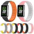 For Samsung Galaxy Fit 3 Two Color Magnetic Silicone Watch Band(Black Orange)